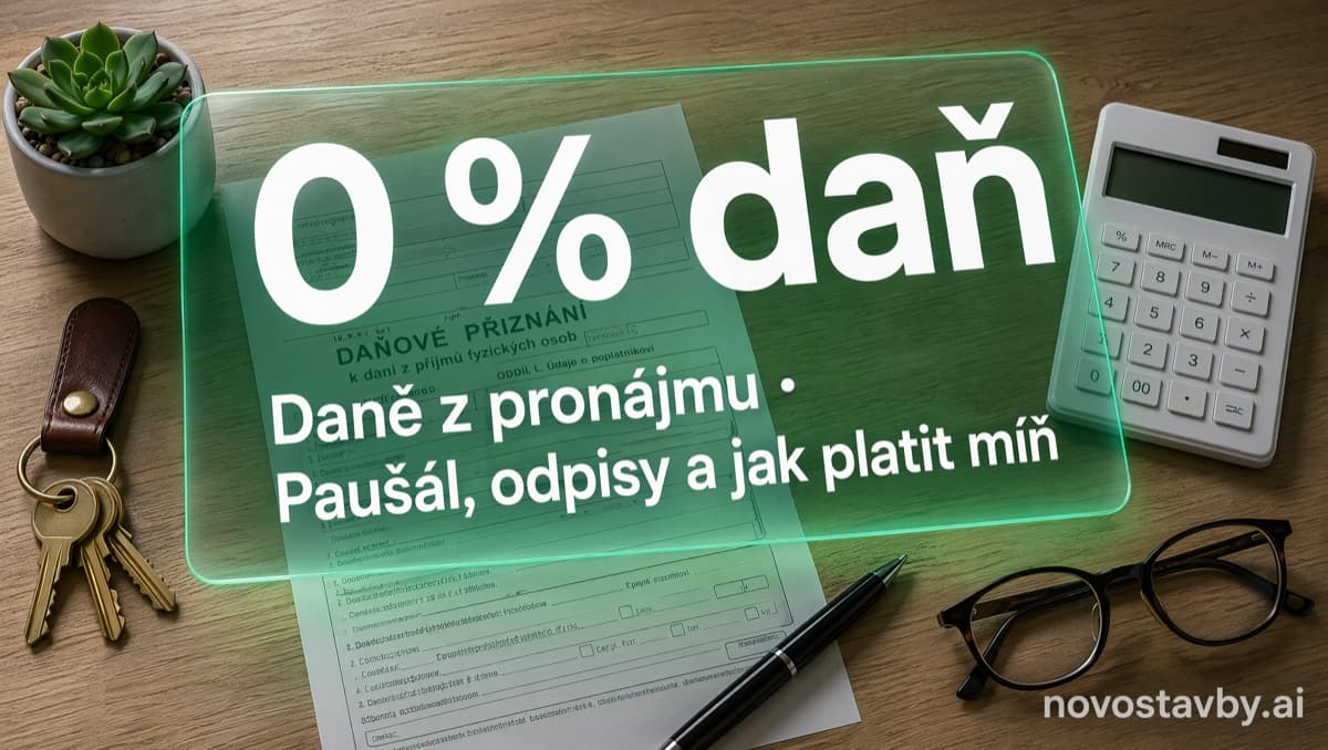 Daňové přiznání s kalkulačkou a klíči od bytu