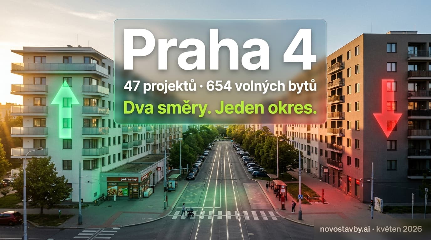 Praha 4 s protichůdnými cenovými šipkami – 47 projektů, 654 volných bytů