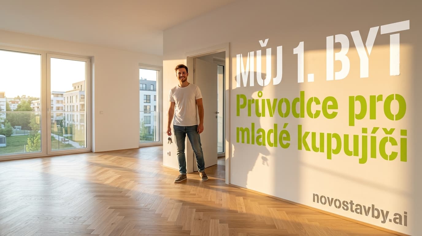 Mladý pár si prohlíží půdorys novostavby – průvodce koupí prvního bytu